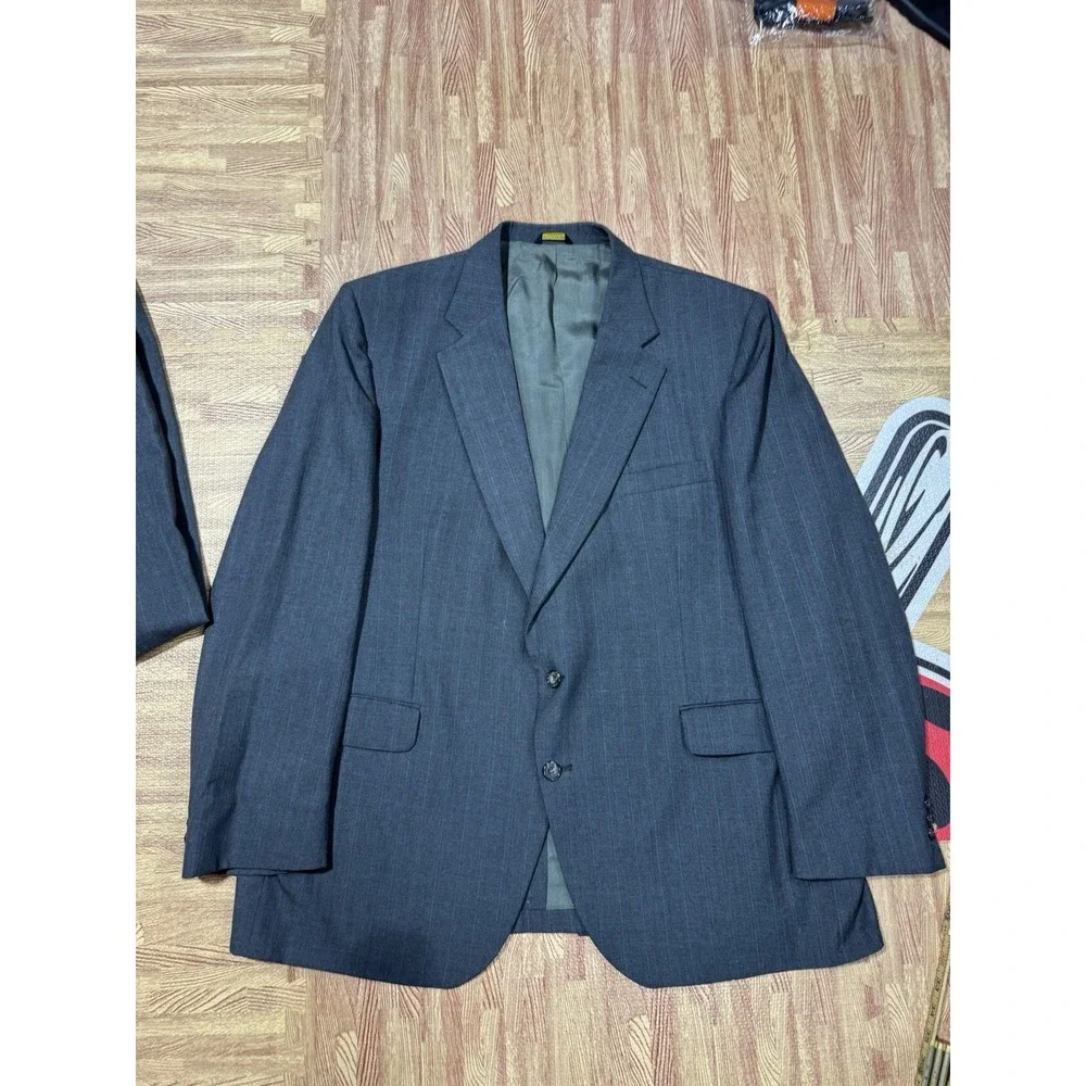 Stein Block Mens‎ Gray Pinstripe Two Piece Suit Blazer Jacket & Pants